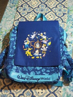 Disney Blue Walt Disney World 50th Anniversary Character Backpack